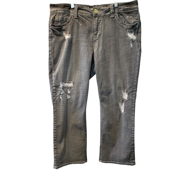 Hydraulic Denim - HYDRAULIC Women’s Gray Ankle Cropped Distressed Denim Jeans Size 18W